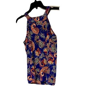 Skies Are Blue Paisley Tank Top in Blue and Orange